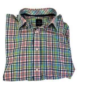 Taylor Bird Mens Blue/Pink Plaid Button Down Long Sleeve Shirt.Spring Easter Med